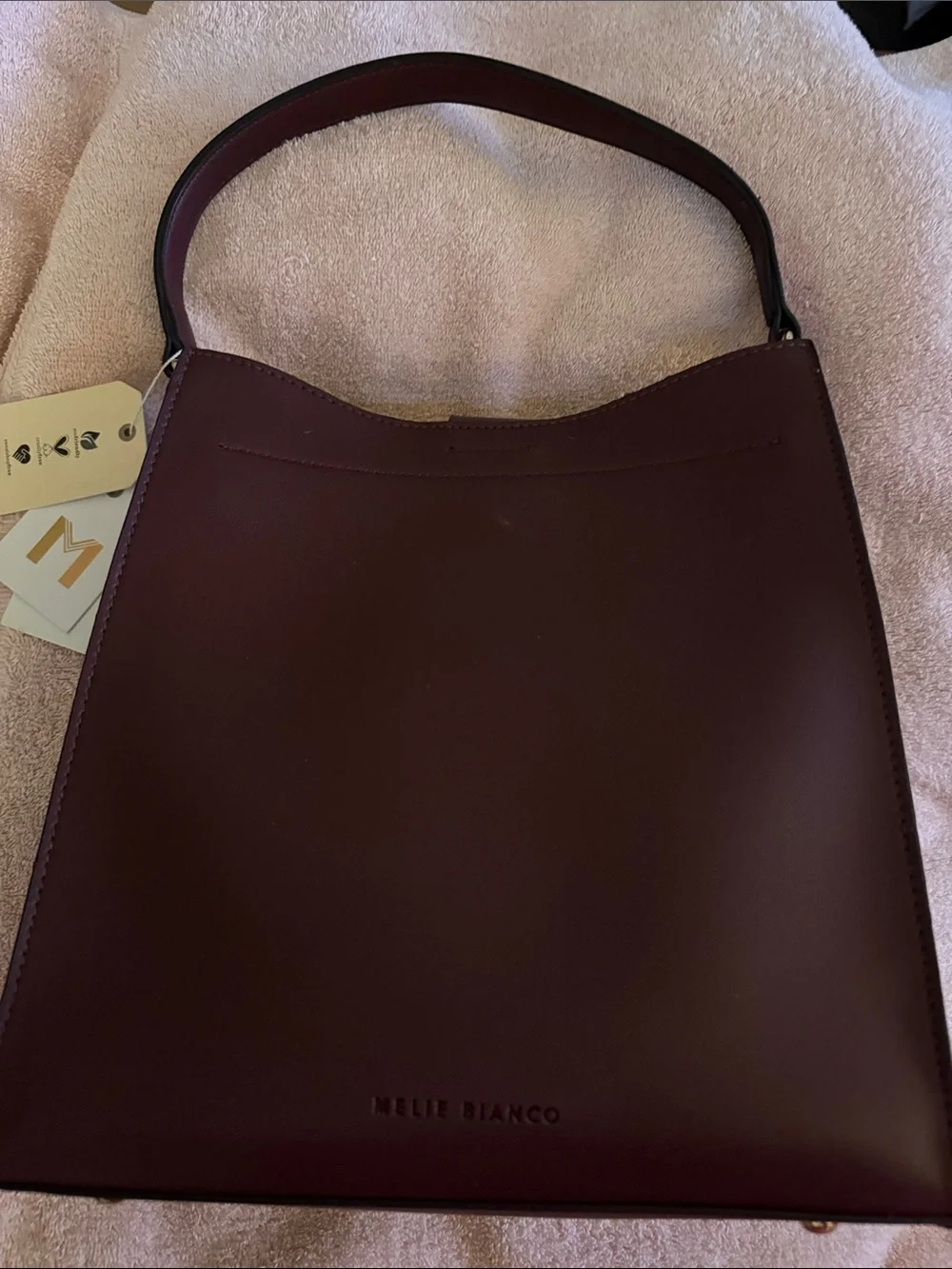 MELIE BIANCO Burgundy Leather Shoulder Bag